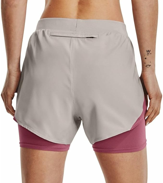 Under Armour Womens UA Fly-By Elite 2-in-1 Running Shorts - Grey/Pink