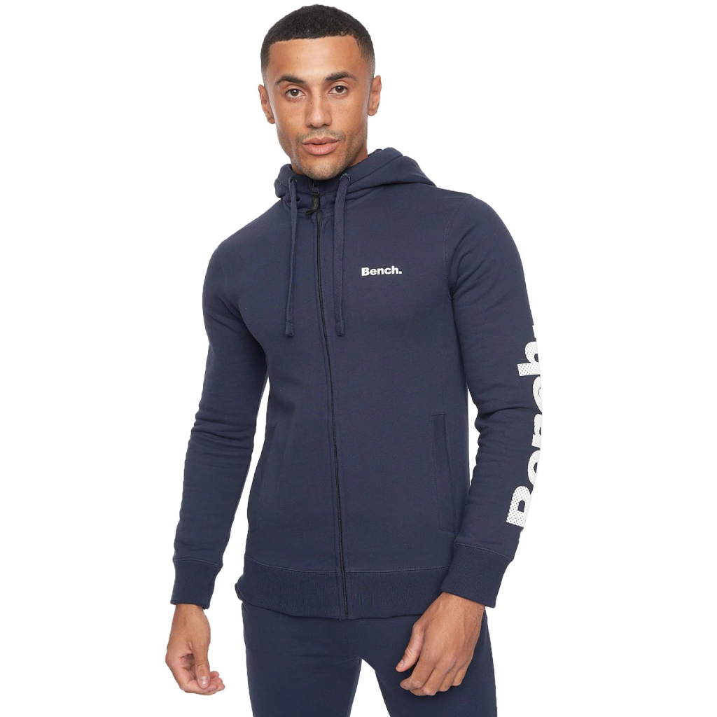 Bench Mens Maslow Full-Zip Up Hoodie - Navy Blue