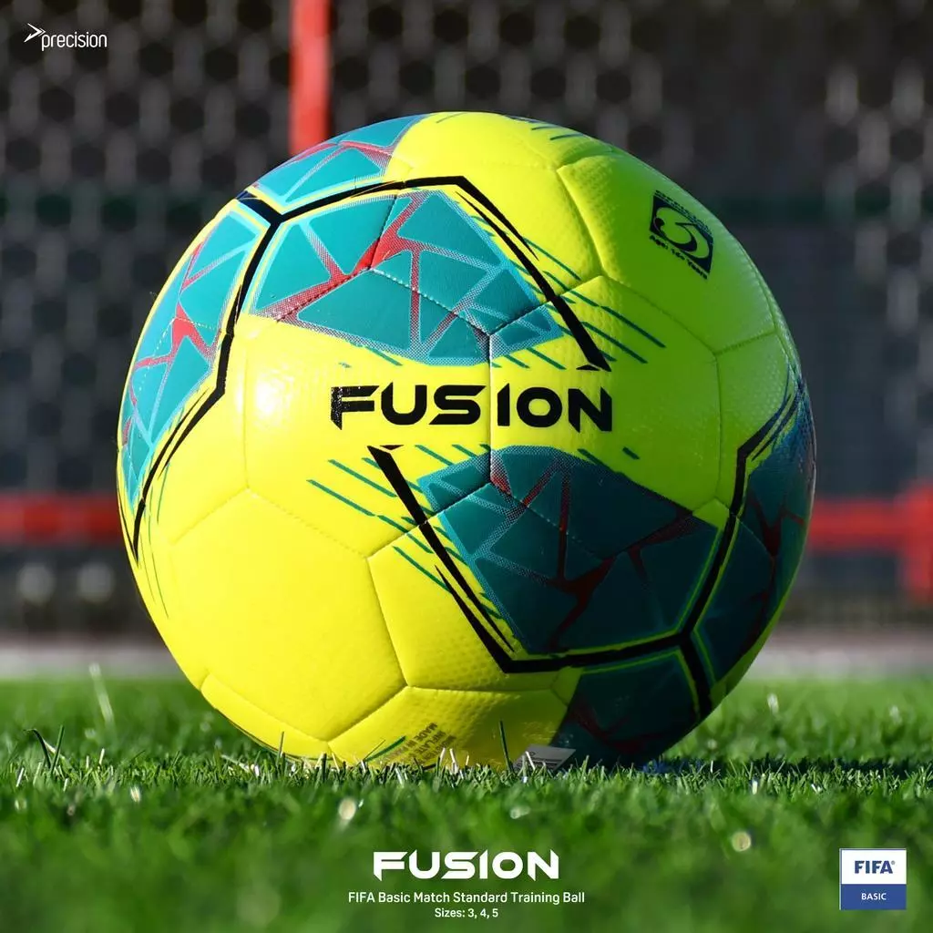 Precision Fusion FIFA Basic Training Ball - Fluo Yellow/Teal/Cyan/Red