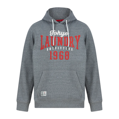 Tokyo Laundry Search Motif Brushback Fleece Pullover Hoodie - Grey