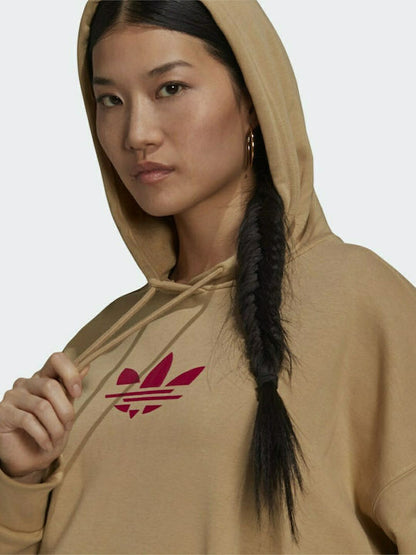 adidas Womens Adicolor Shattered Trefoil Hoodie - Cream