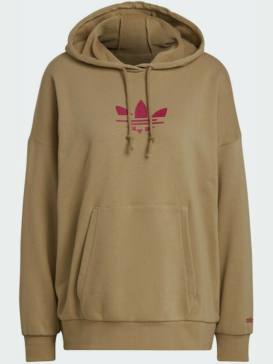 adidas Womens Adicolor Shattered Trefoil Hoodie - Cream